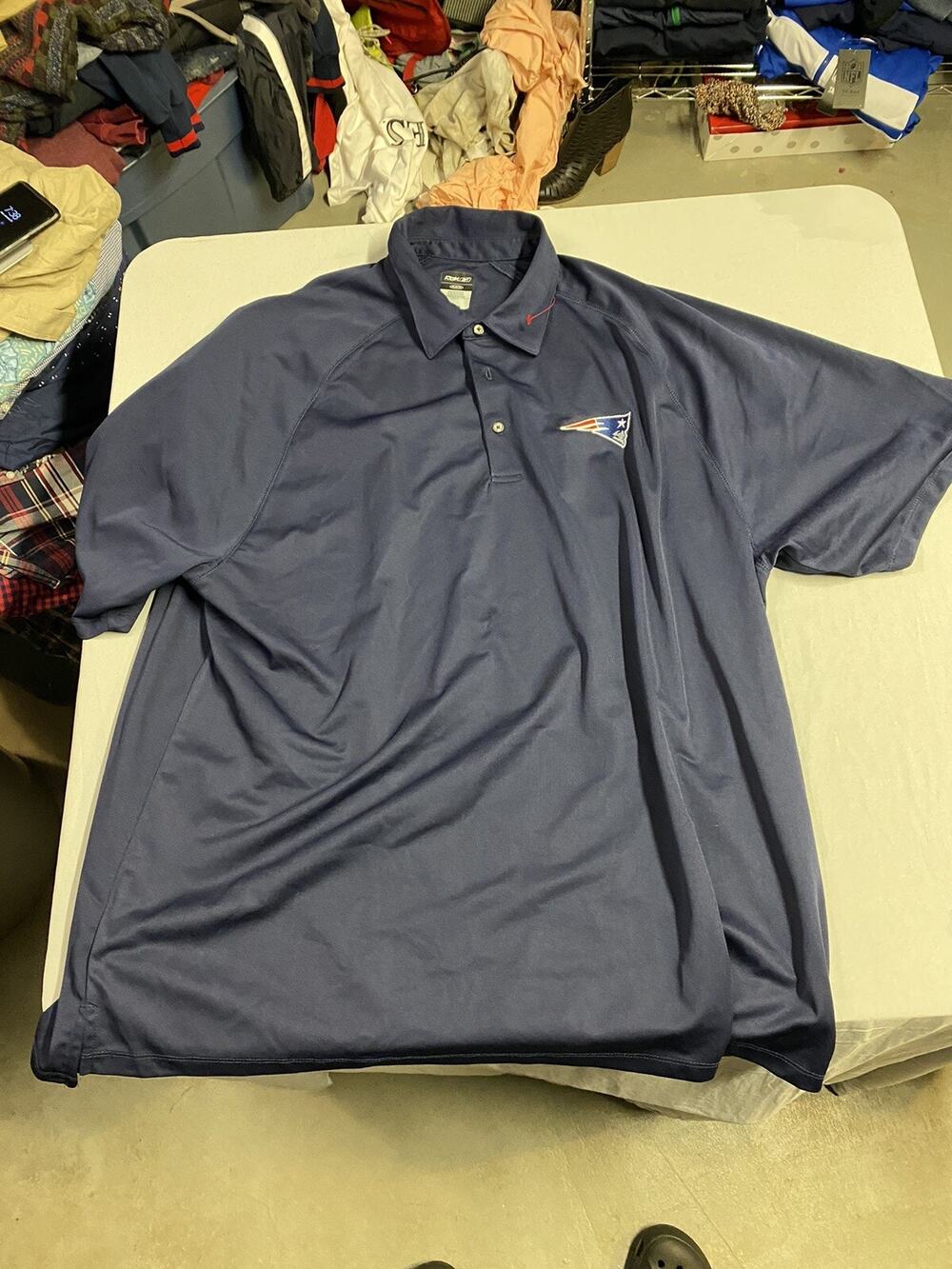 New England Patriots Polo Shirt 2XL Gray Blue Football Reebok Men